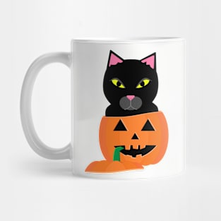 Black cat in jack-o'-lantern Mug